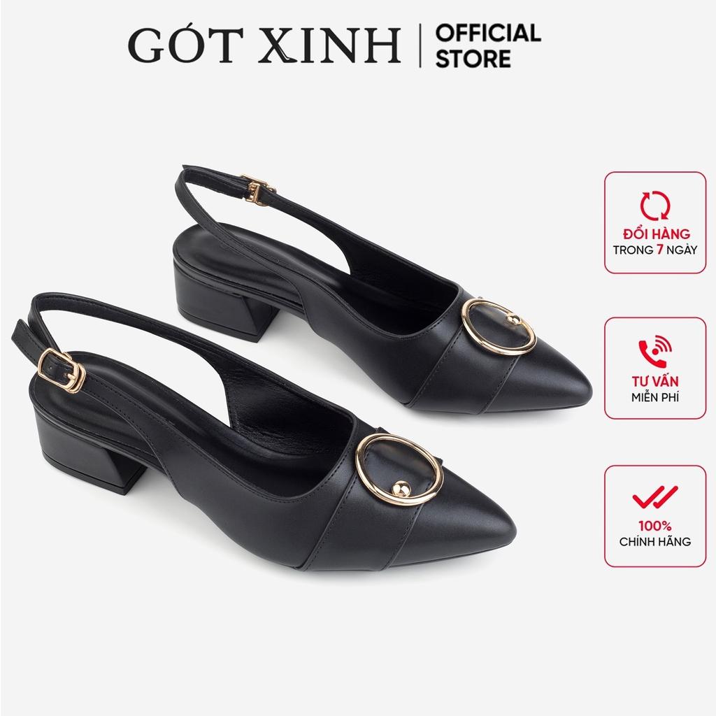 Sandal cao gót nữ GÓT XINH G8 da mờ đế vuông cao 3cm