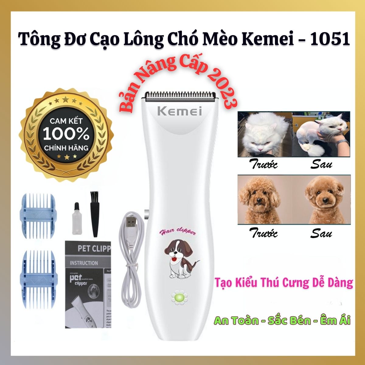 Máy Cắt Tỉa Cạo Lông Chó Mèo Không Dây, Tông Đơ Cạo Lông Chó Mèo, Tăng Đơ Cắt Tỉa Cạo Lông Thú Cưng Không Ồn, Máy Cạo Lông Thú Cưng Nhập Khẩu Cao Cấp