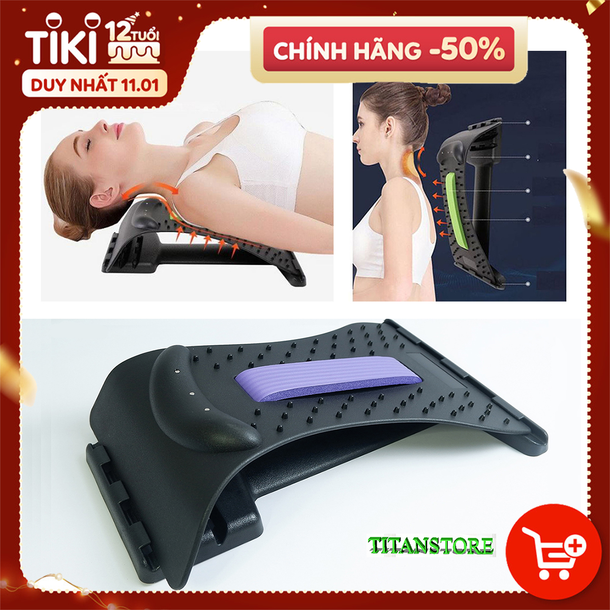 Khung Nắn Chỉnh, Kéo Giãn Đốt Sống Cổ, Hỗ Trợ Thoái Hóa Đốt Sống Cổ, Thoát Vị Đĩa Đệm - Hàng Chính Hãng [Giao màu ngẫu nhiên].