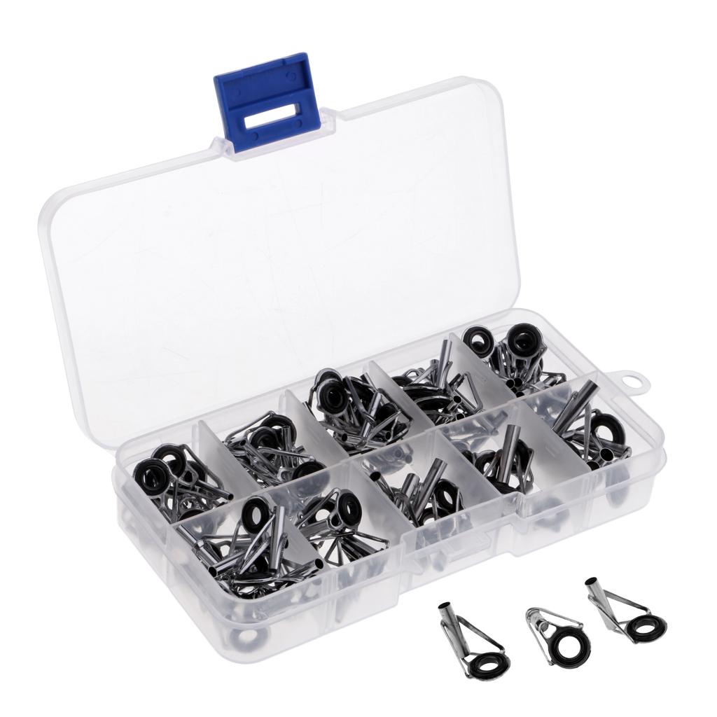 80Pcs/box Heavy Duty Sea Boat Fishing Rod Guides Top Tips Pole Rod Eye Rings