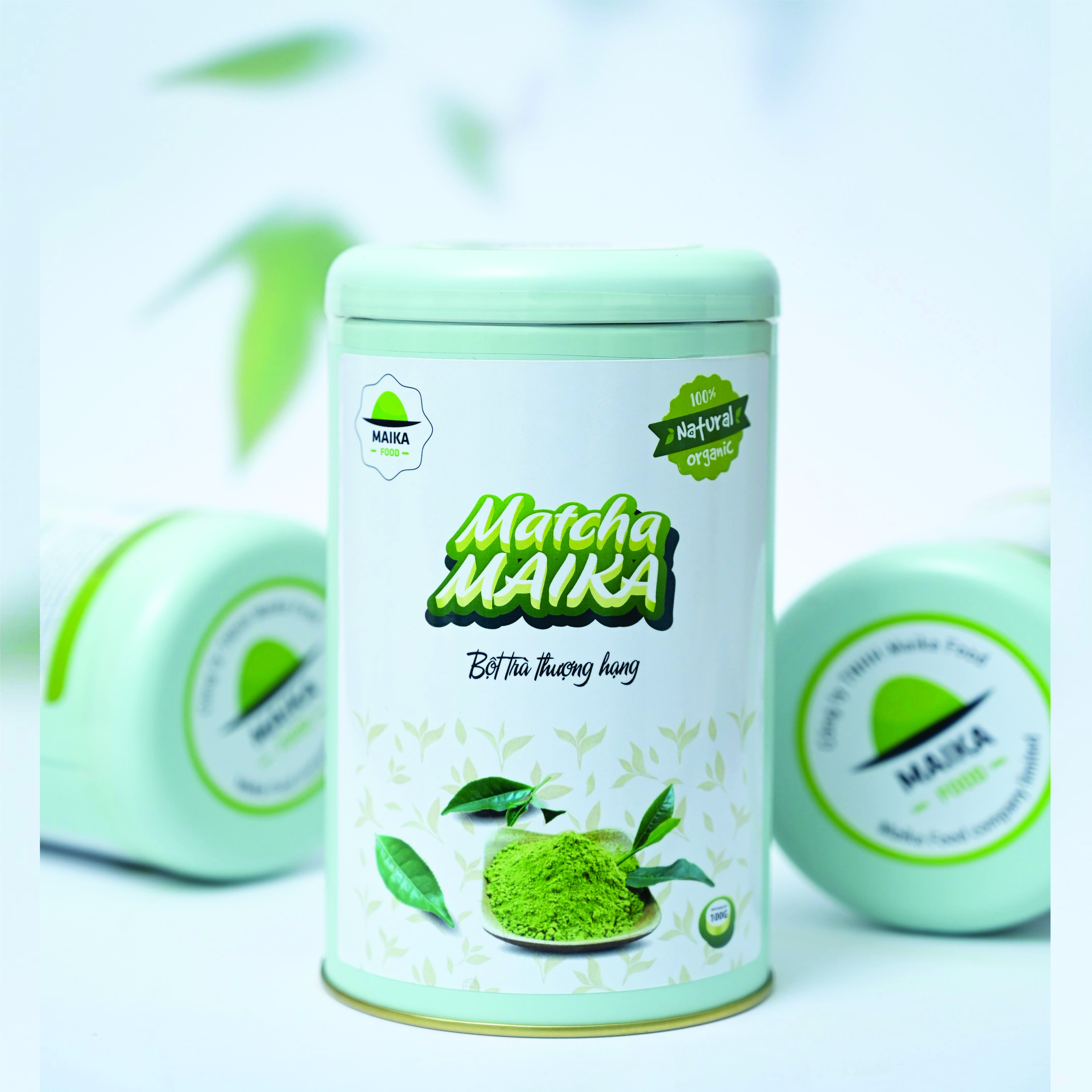 Bột Trà Xanh Matcha Nguyên Chất MaikaFood Cao Cấp - Hộp Thiếc 100gr