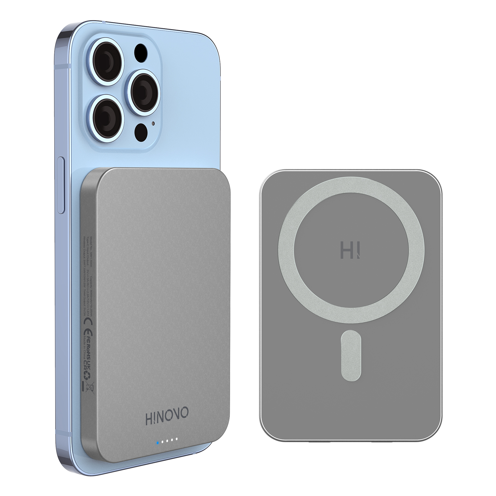 Pin sạc dự phòng không dây Hinovo MB1-10000 Magnetic Wireless 10.000mAh (Sạc nhanh, Sạc từ tính, Siêu mỏng) - Hàng Chính Hãng