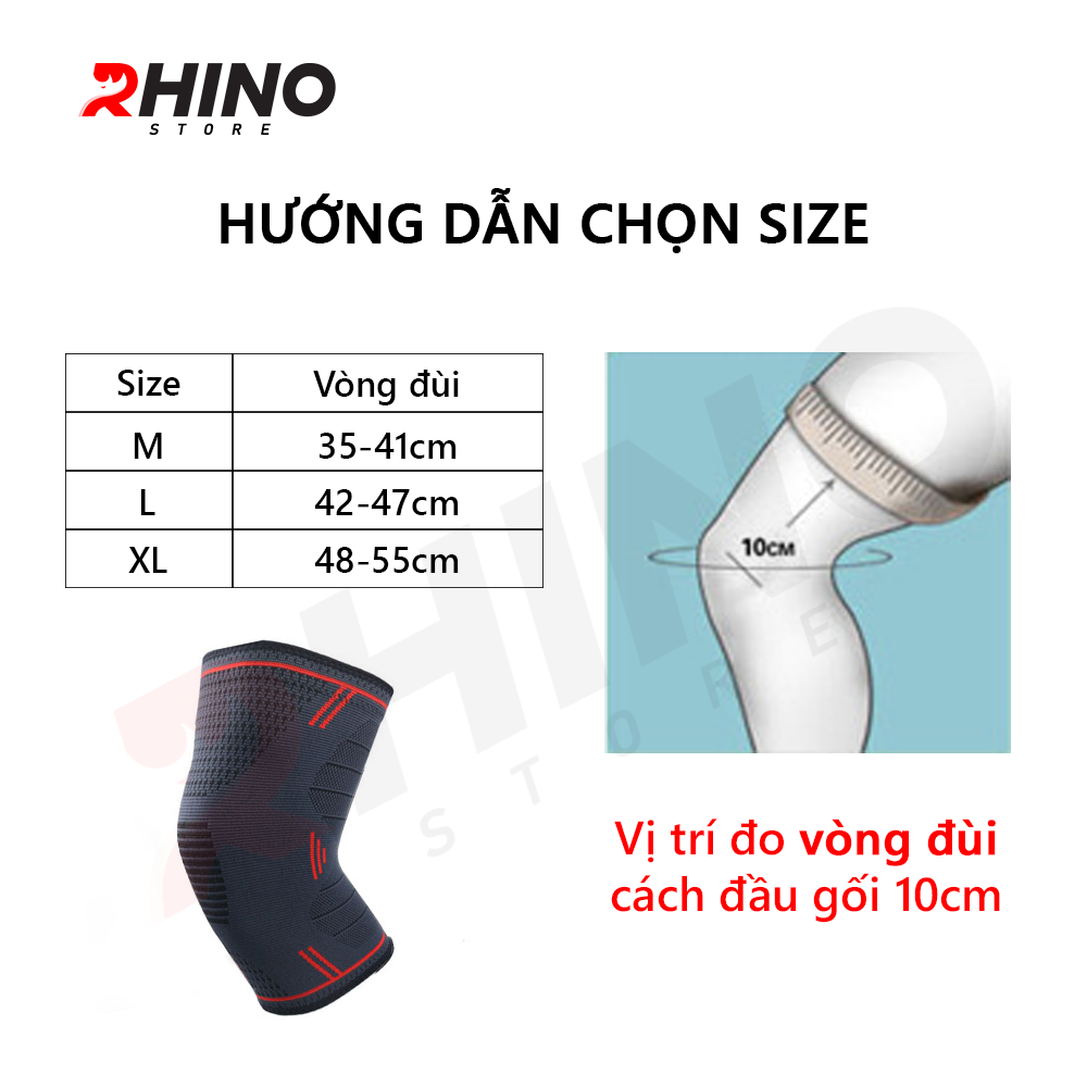 Băng bảo vệ đầu gối Rhino P7720 (1 Đôi) Bó gối thể thao Đai bảo vệ đầu gối khớp gối Băng quấn đầu gối khớp gối hàng chính hãng dành cho cả nam và nữ