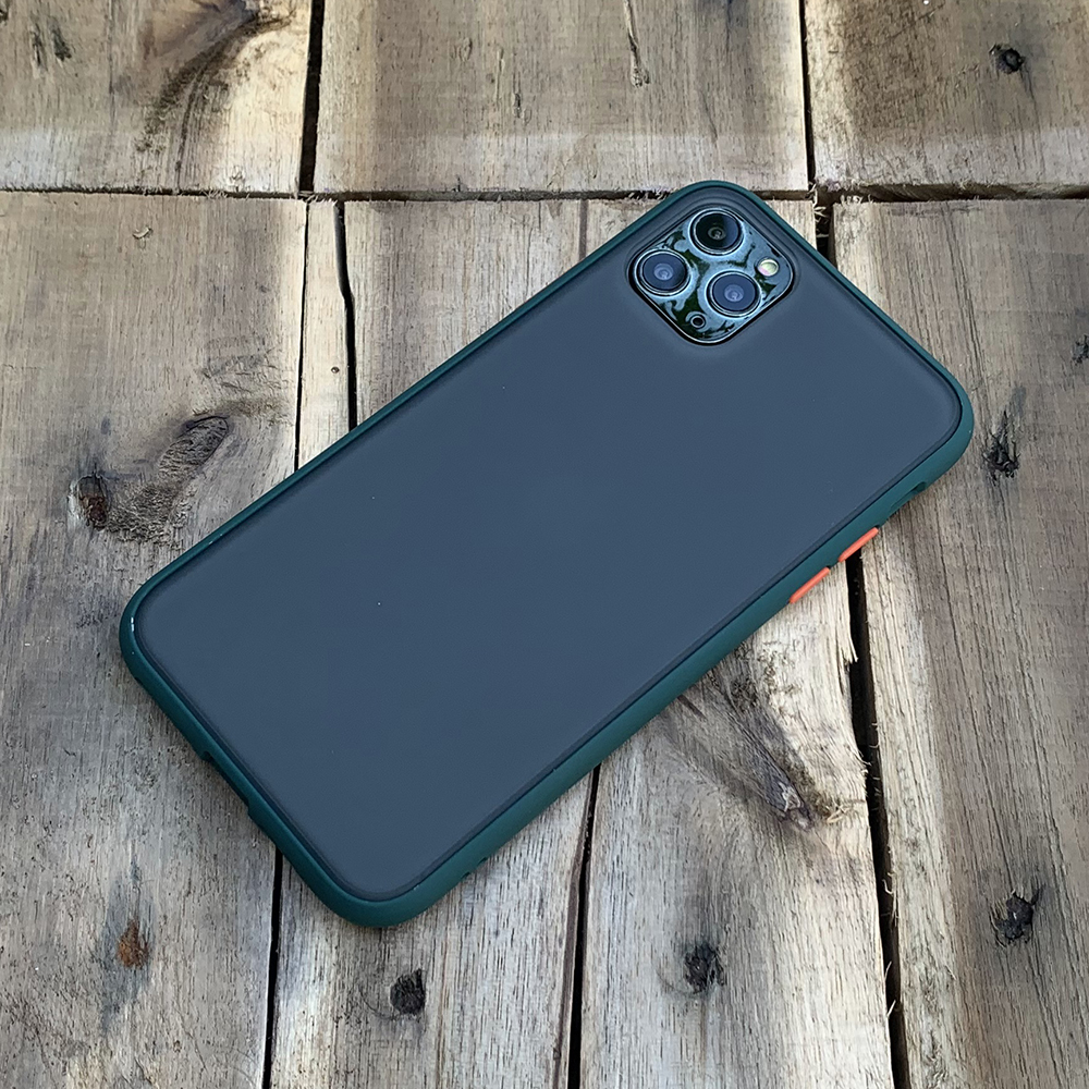 Ốp lưng chống sốc dành cho iPhone 11 Pro Max nút màu cam - Màu xanh đậm