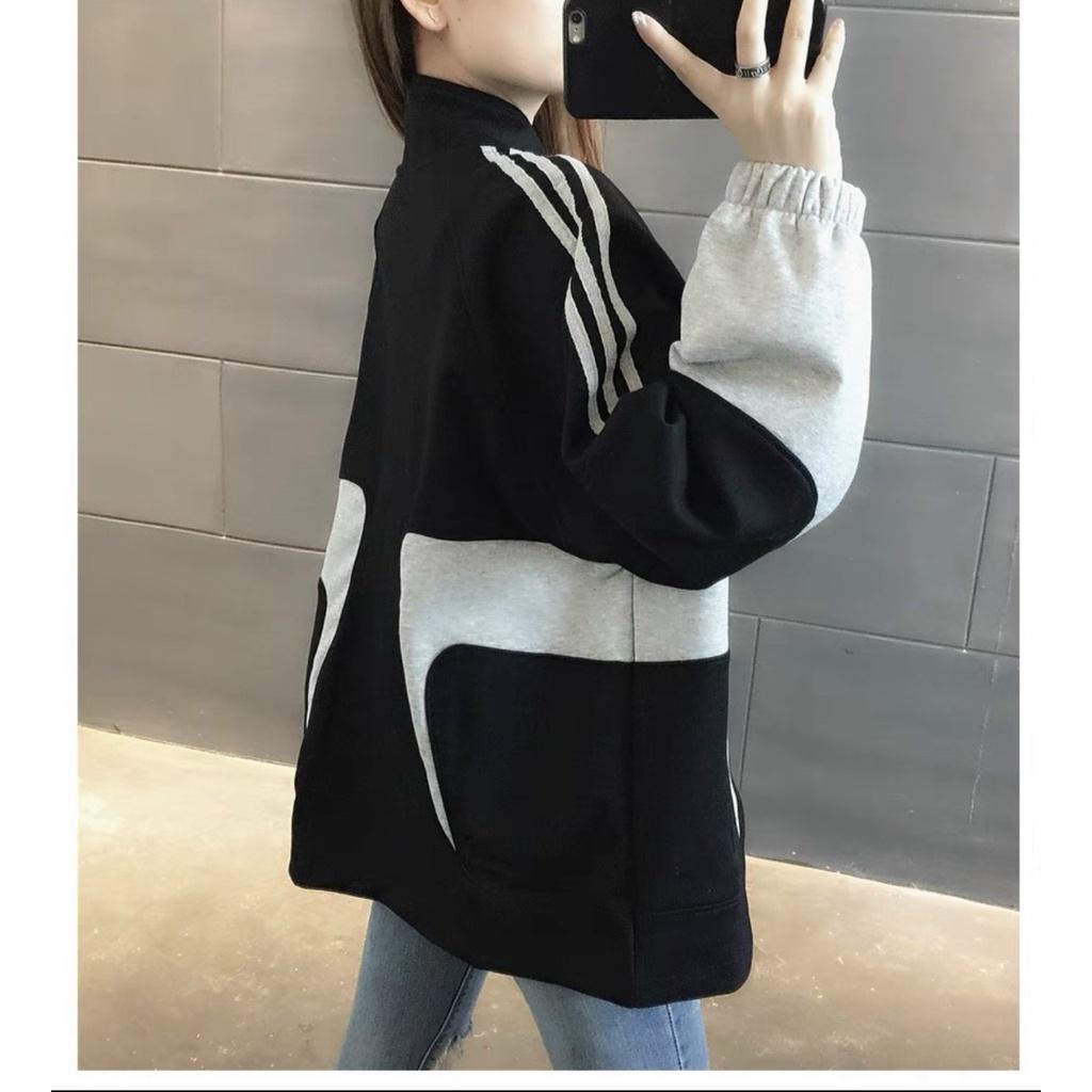 Áo Khoác Hoodie Nữ Cổ Cao Phối Màu Nổi Thời Trang Sành Điệu chất mịn mềm UTT74