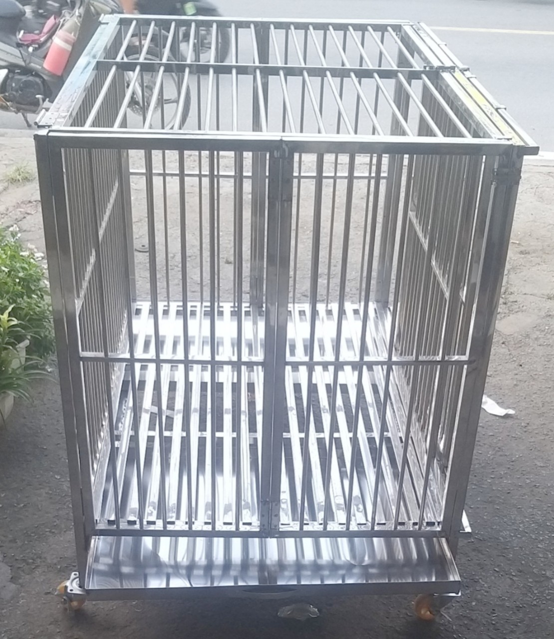 CHUỒNG CHÓ XẾP GỌN THÔNG MINH 1m2 x 80 x 1m(DxRxC) INOX CAO CẤP