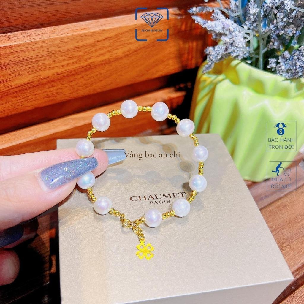 Vòng tay hạt trai nước ngọt VIP mix bi 10k, Hạt tròn ít tỳ, Trang sức Anchi jewelry