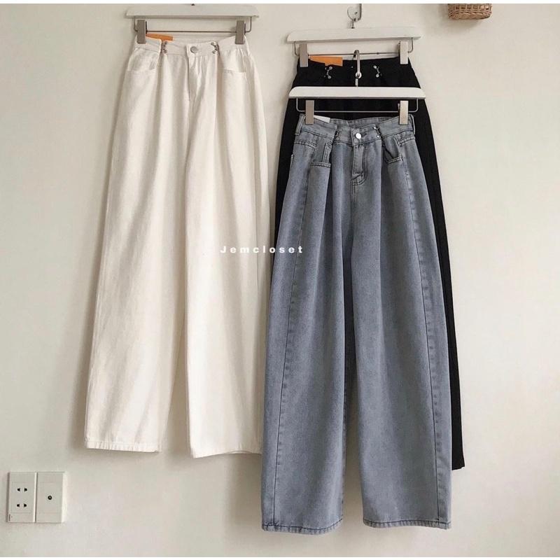 Quần jeans xuông chỉnh cạp