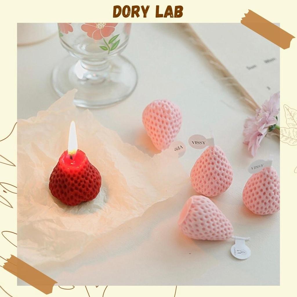 Nến Thơm Dâu Tây Handmade Không Khói, Phụ Kiện Decor - Dory Lab