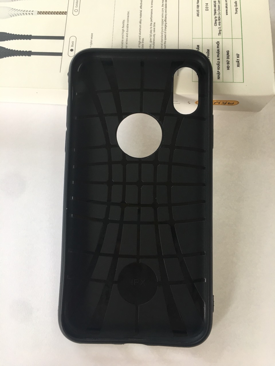 Ôp silicon giả da mầu đen cho iphone X/Xs
