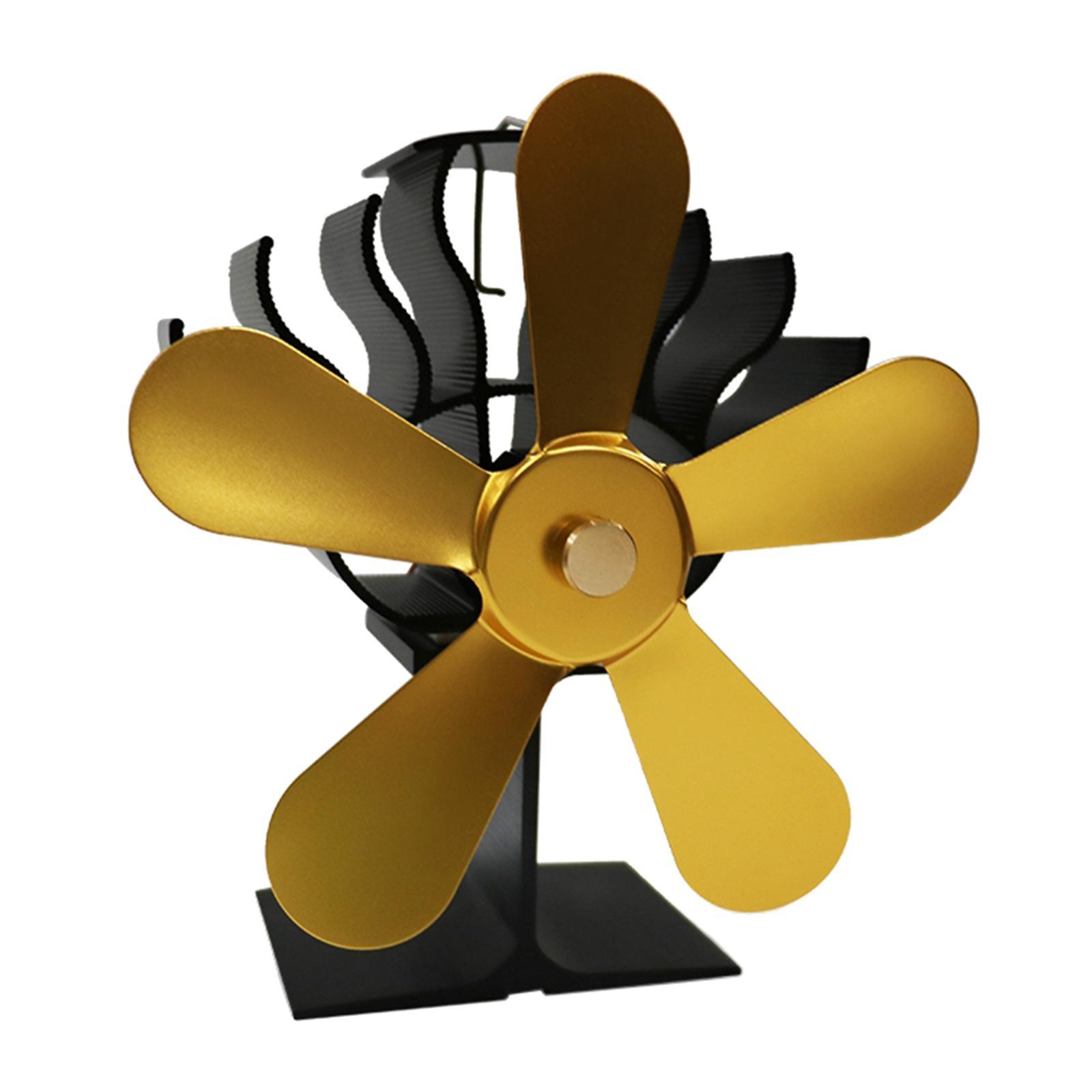 Mini Heat Powered Stove Fan With Free Thermometer Mini 5 Blade Golden