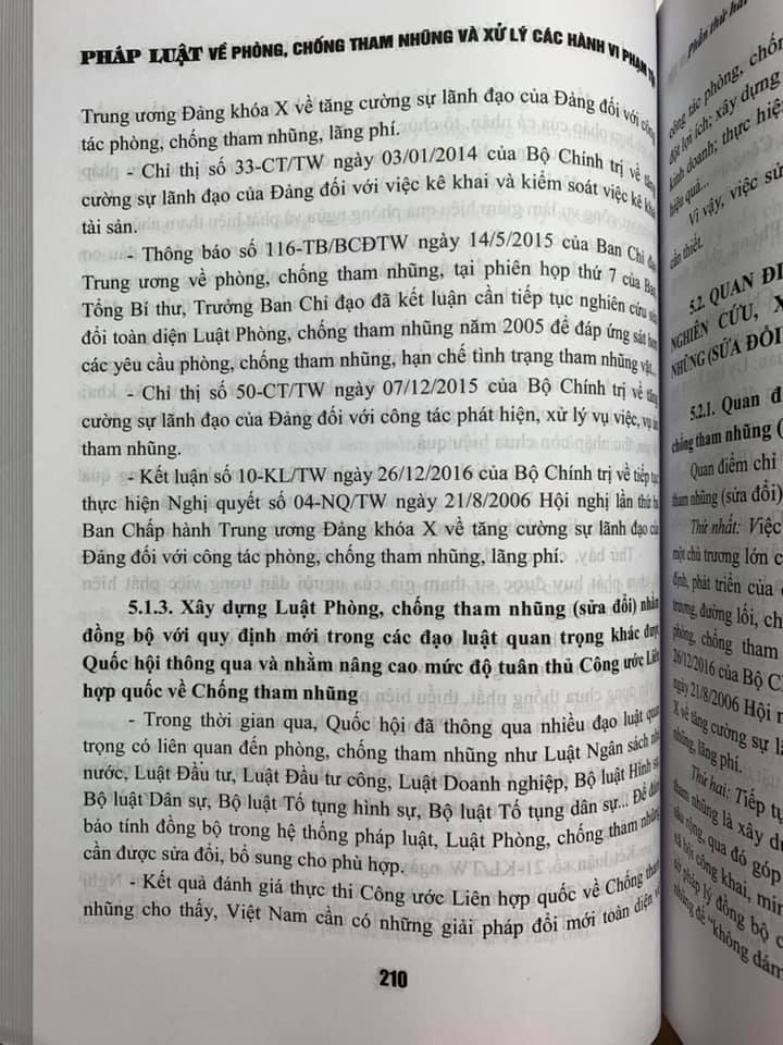 Pháp Luật về phòng, chống tham nhũng và xử lý các hành vi phạm tội