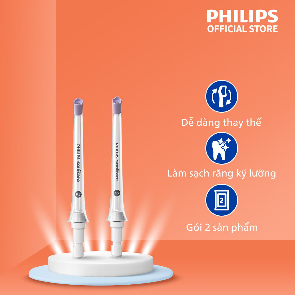 Combo 2 đầu xịt máy tăm nước chính hãng Philips Sonicare HX3062 làm sạch mãng bám, chăm sóc răng miệng