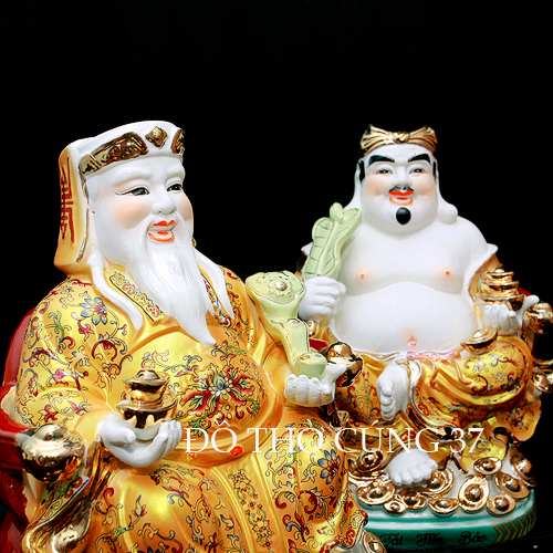 Tượng Thần Tài - Thổ Địa Áo Gấm Vàng Men Sứ Cao Cấp