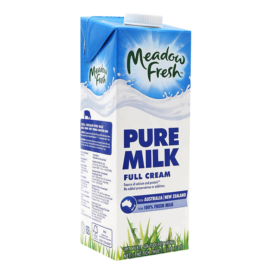 Thùng 12 hộp Sữa tươi tiệt trùng nguyên kem Meadow Fresh 1L hàng New Zealand