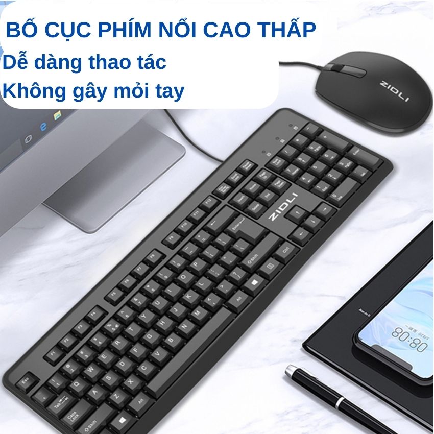 Bộ bàn phím và chuột máy tính có dây KM40 giá rẻ bấm êm siêu bền dùng cho văn phòng