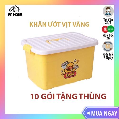 [SIÊU HOT] Khăn Giấy Ướt Vịt Vàng B DUCK 10 Gói Kèm Thùng Nhựa Tiện Dụng Siêu Đáng Yêu