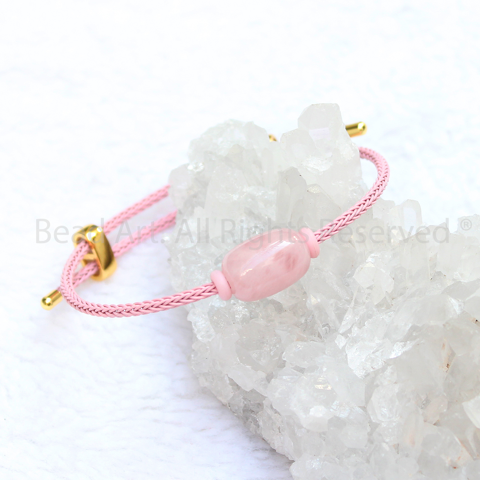 Vòng Tay Đá Lu Thống Thạch Anh Hồng 15x11MM Tự Nhiên, Hoả, Thổ, Trang Sức Phong Thuỷ, Chuỗi Hạt - Bead Art