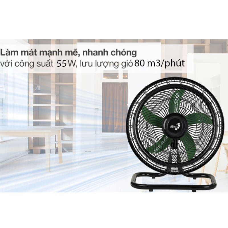 Quạt sàn ASIAvina Turbo One VY616890 - Đen Cánh Xanh (55W) - Hàng chính hãng