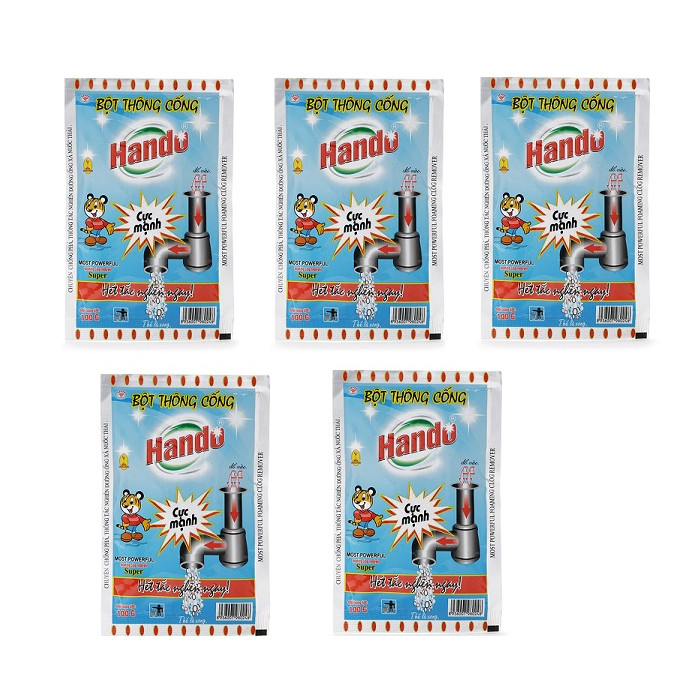 Bộ 5 Bột thông cống Hando nội địa cực mạnh 100g - an toàn cho đường ống