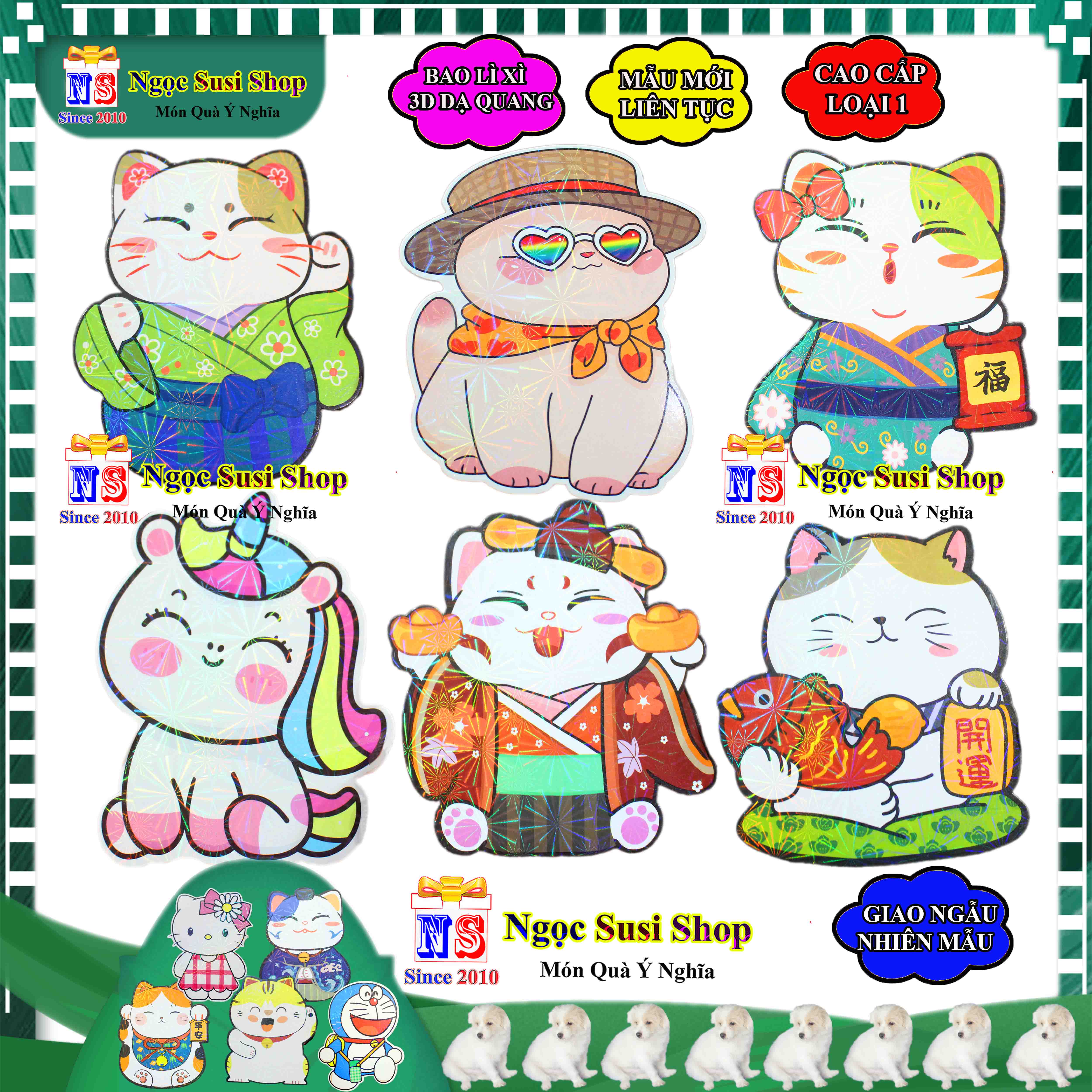 1-10 BAO LÌ XÌ 3D HÌNH THÚ CAO CẤP DẠ QUANG CHIẾU LẤP LÁNH - BAO LÌ XÌ CHO BÉ SIÊU CƯNG