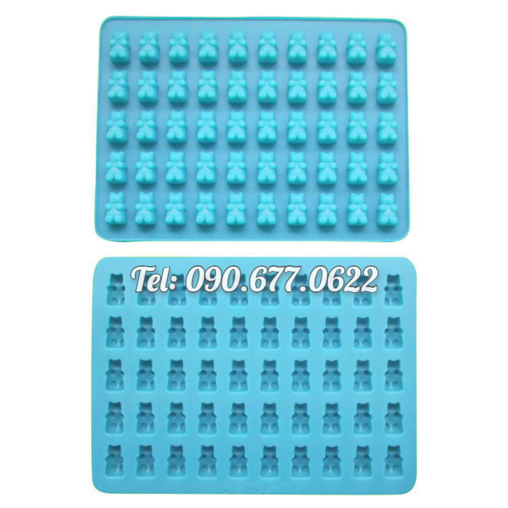 Khuôn silicone làm rau câu, kẹo dẻo chip chip, socola 50 gấu con – Mã số 1222