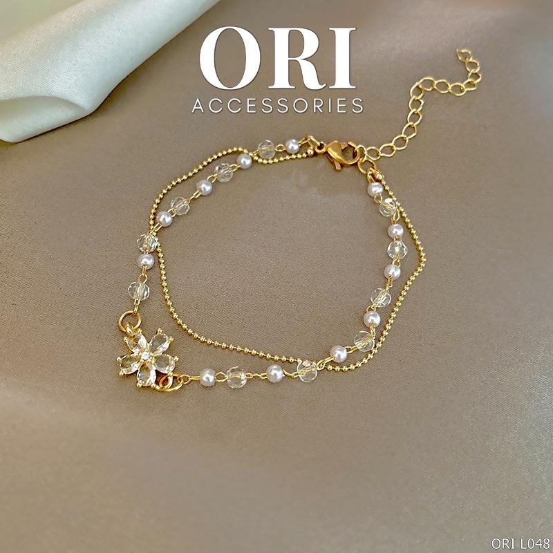 Lắc tay nữ Aurelia họa tiết bông hoa thời trang tinh tế ORI ACCESSORIES L048