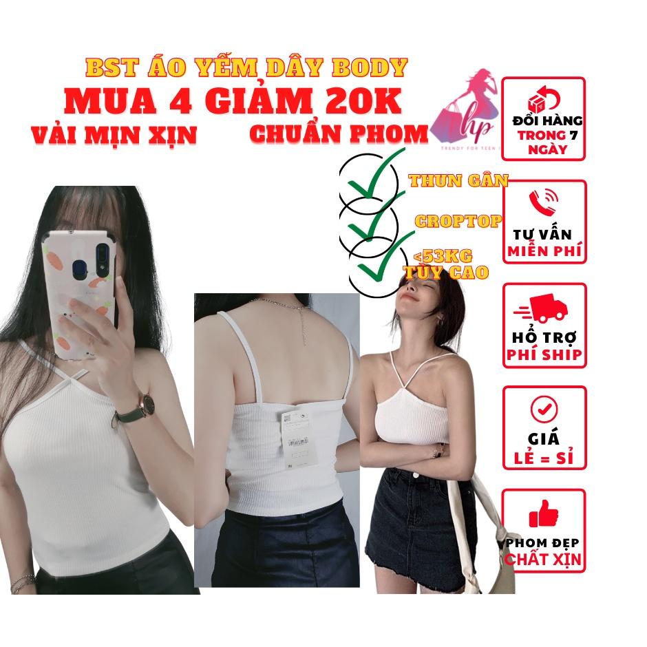 Áo 2 dây nữ chéo cổ croptop đẹp ôm body thun gân màu trắng đen cực dễ thương mẫu mới thời trang hàn -A8