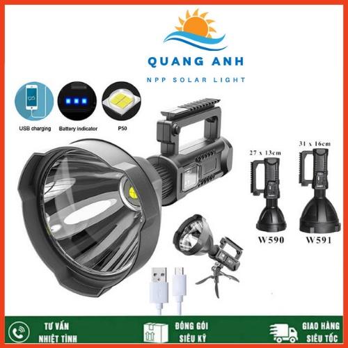 Đèn pin siêu sáng, tuần tra,kiêm sạc điện thoại dự phòng,chiếu sáng 1000m, chống nước,pin trâu. W591 và W590