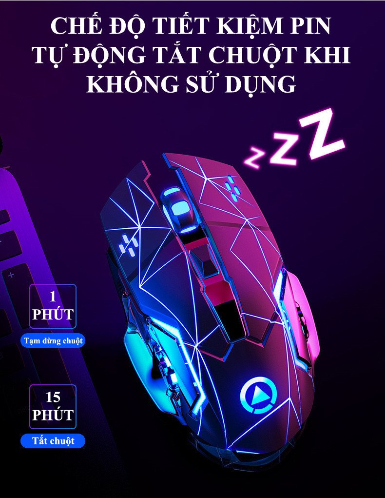 Chuột không dây chuyên game pin sạc A4 Led 7 màu