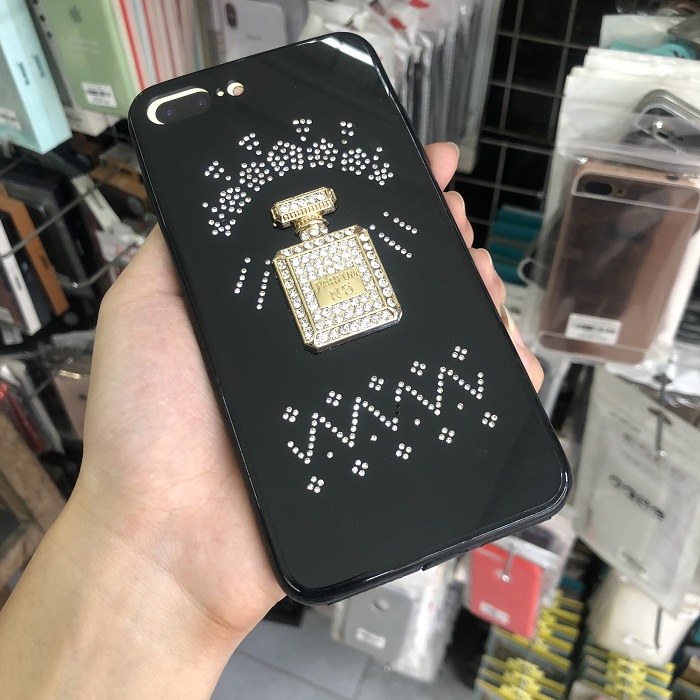 Ốp lưng silicon chống sốc đính đá, viền màu iPhone 7 plus