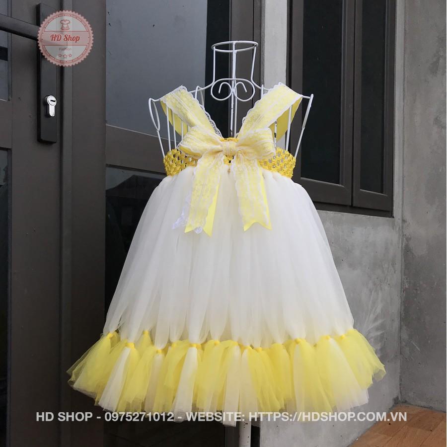 Váy xòe cho bé gái ️️ Váy thiên nga vàng cho bé gái từ 0 đến 5 tuổi