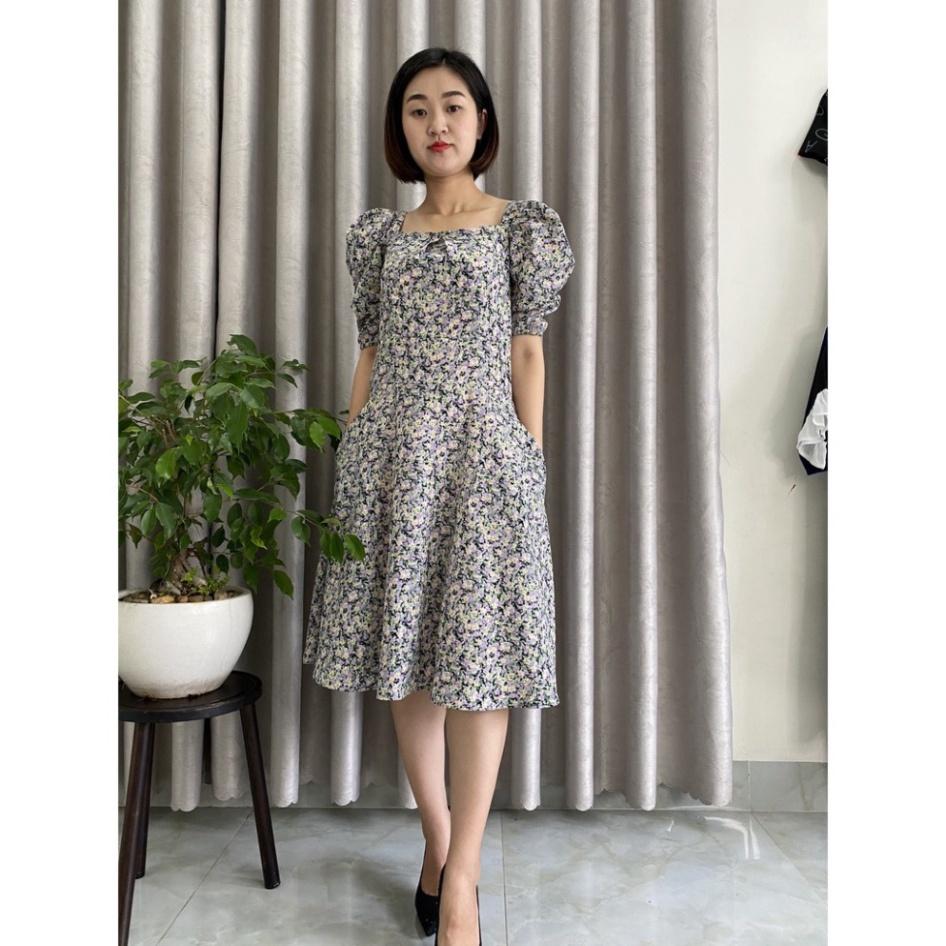 Đầm Váy Nữ Xòe Tay Bồng Cổ Vuông - MH0031