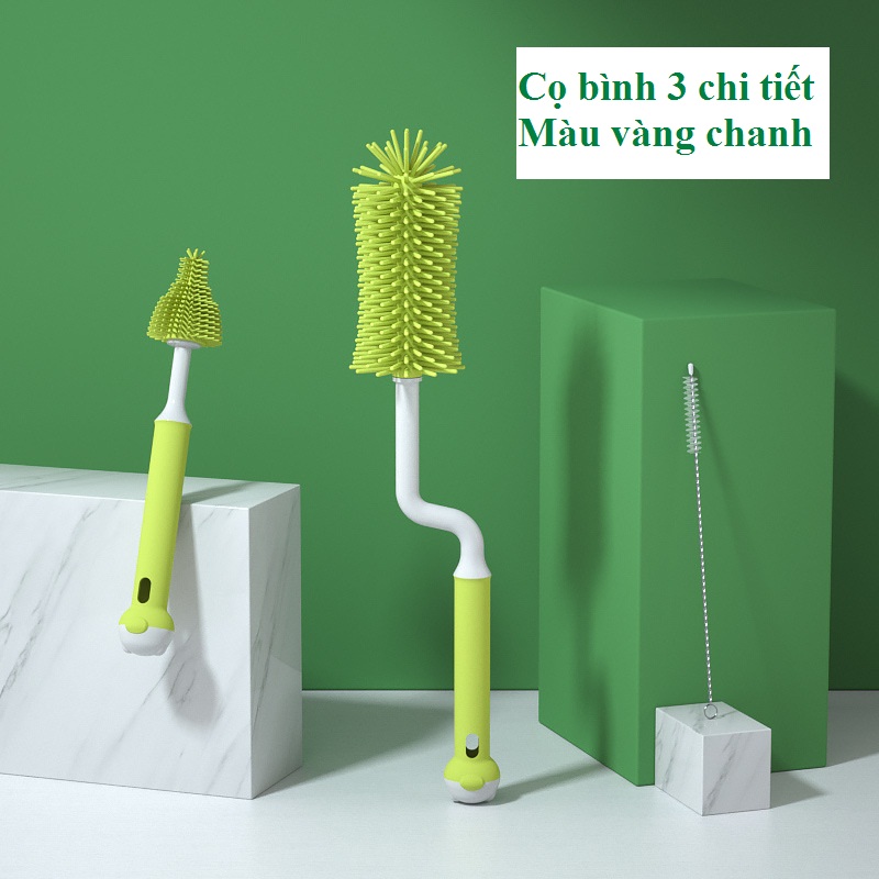 Bộ Cọ Bình Silicon 3 Chi Tiết Cọ Sạch, Không Ẩm Mốc Dễ Sử Dụng Dùng Cọ Bình Sữa Và Dụng Cụ Hút Sữa Cho Mẹ Và Bé