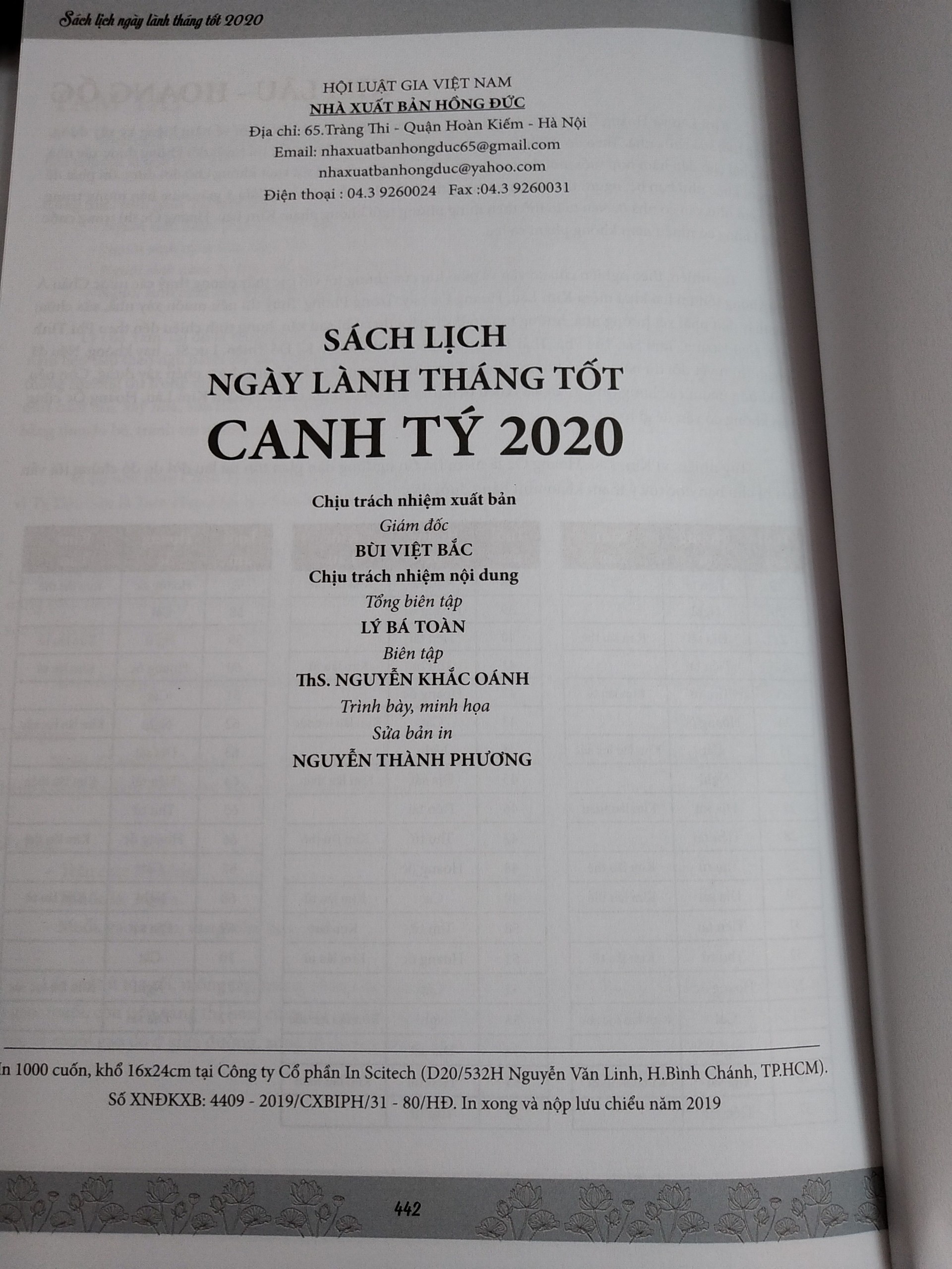 SÁCH LỊCH NGÀY LÀNH THÁNG TỐT CANH TÝ 2020 -  PHONG THUỶ NĂM MỚI 2020 NỘI DUNG TỔNG HỢP TỬ VI, CHIÊM TINH, PHONG THUỶ, CHỌN NGÀY GIỜ TỐT