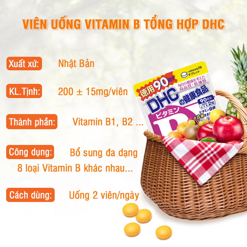 Viên uống Vitamin B tổng hợp DHC Nhật Bản thực phẩm chức năng bổ sung 8 loại vitamin B tốt cho sức khỏe và sắc đẹp JN-DHC-MIX