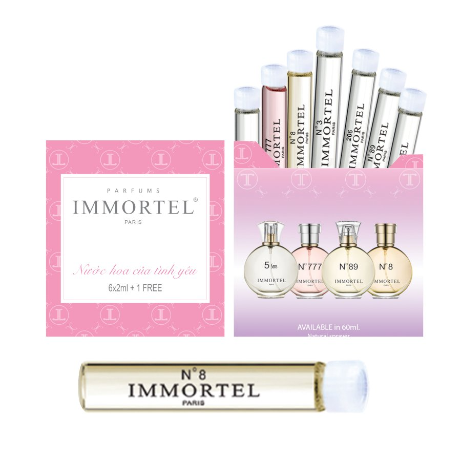 Bộ Nước Hoa IMMORTEL Mini 6 +1 Free No8 chai xức 2ml - Eau De Parfum