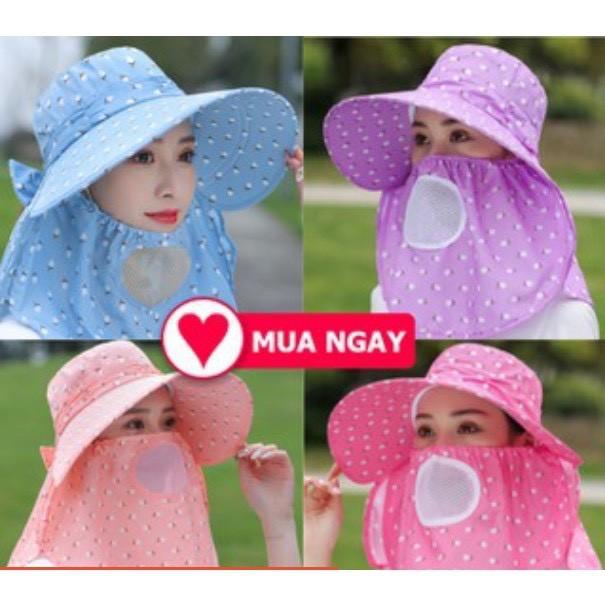 Mũ Che Nắng Kèm Khẩu Trang Chống Tia Uv Bảo Vệ Mặt Và Cổ-HH332 MÀU HỒNG