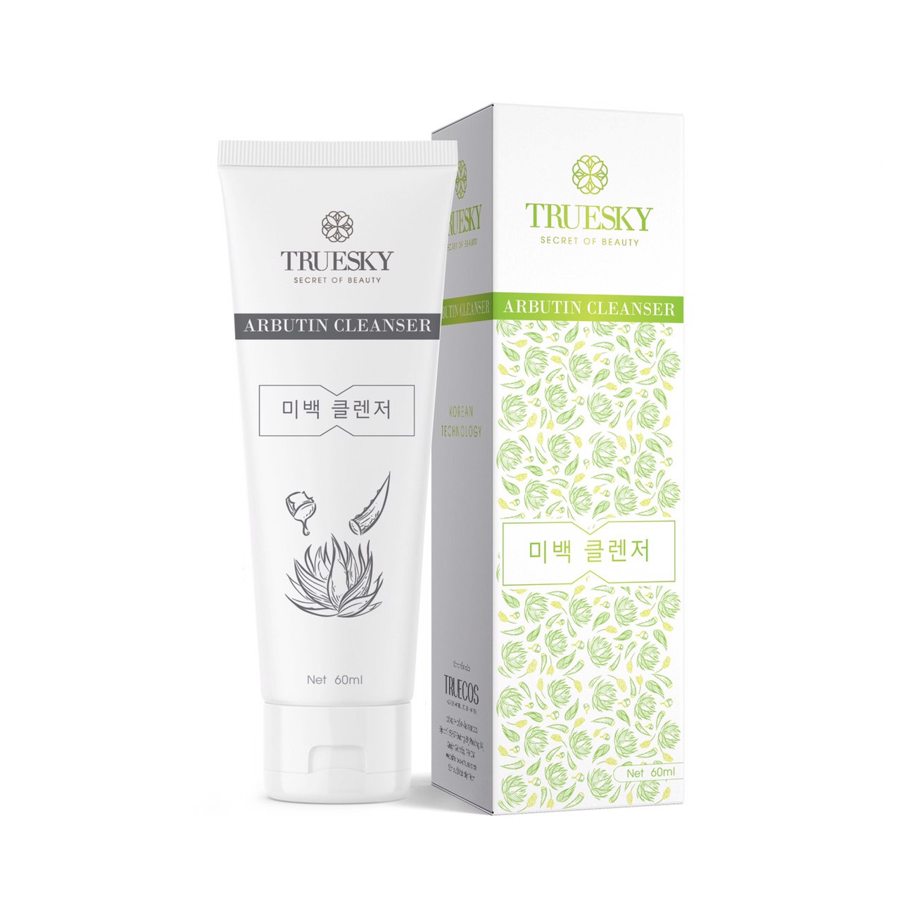 Sữa rửa mặt trắng da chiết xuất nha đam Truesky 60ml - Arbutin Cleanser