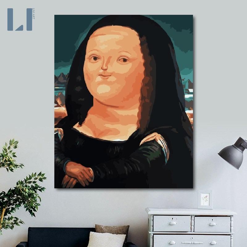 Tranh sơn dầu số hoá có khung - Tranh tô màu theo số Monalisa béo T120
