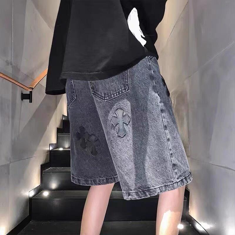 HOT 2022- Quần short jean thêu thánh giá -HÌNH THẬT quần chữ thập