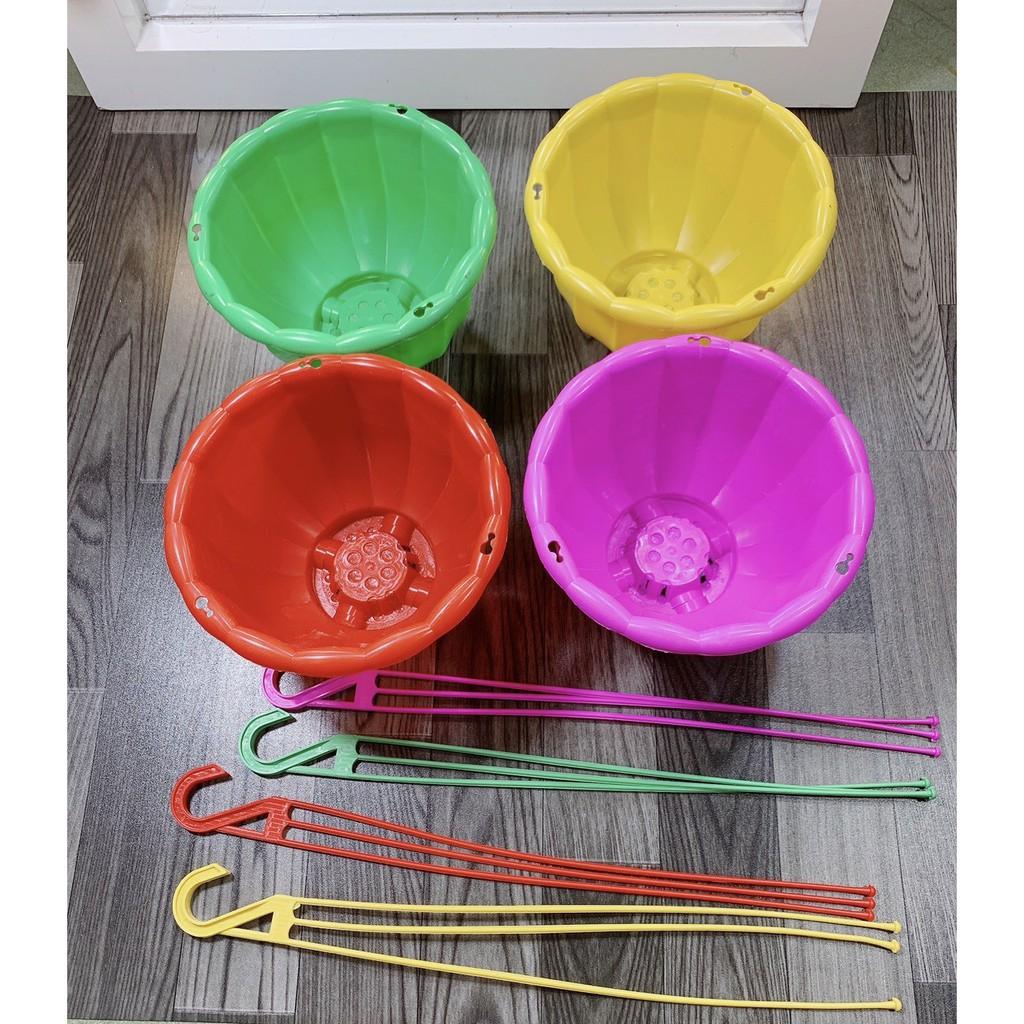 Chậu nhựa treo trồng cây- Chậu bí treo trồng hoa, cây cảnh kèm dây treo, cỡ To hàng loại 1 dày đẹp.