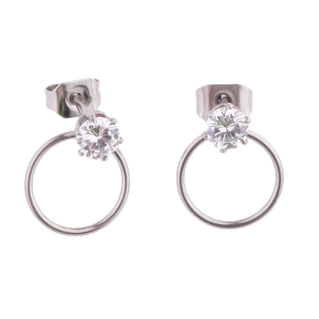 Women Stylish Round Rhinestone Stud Earrings Ear Studs Earring