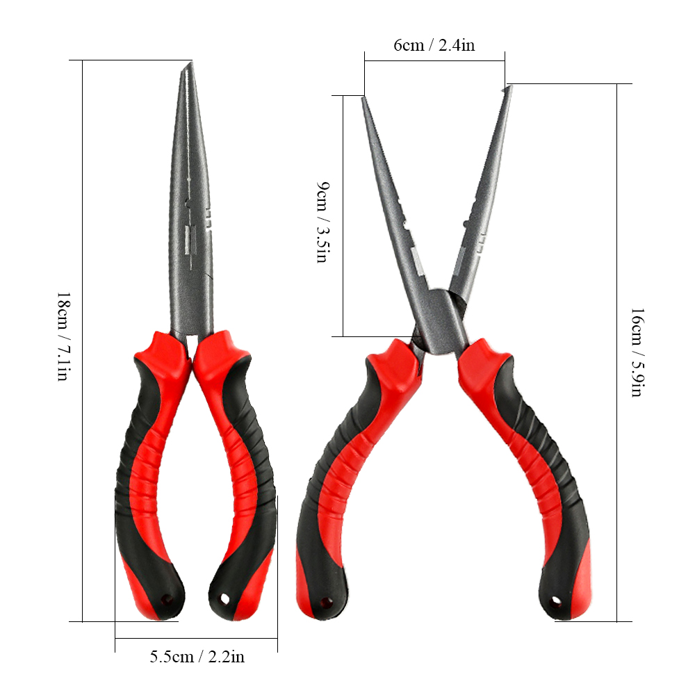 Kìm câu cá Lưỡi bằng thép carbon cao, chống ăn mòn, Tay cầm cao su chống trượt tiện dụng