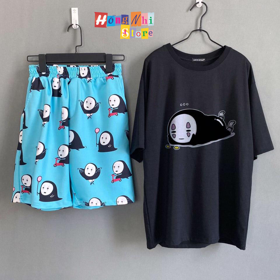 Quần Short Cartoon Unisex Màu Xanh - Quần Đùi Hoạt Hình Siêu Cute - MM