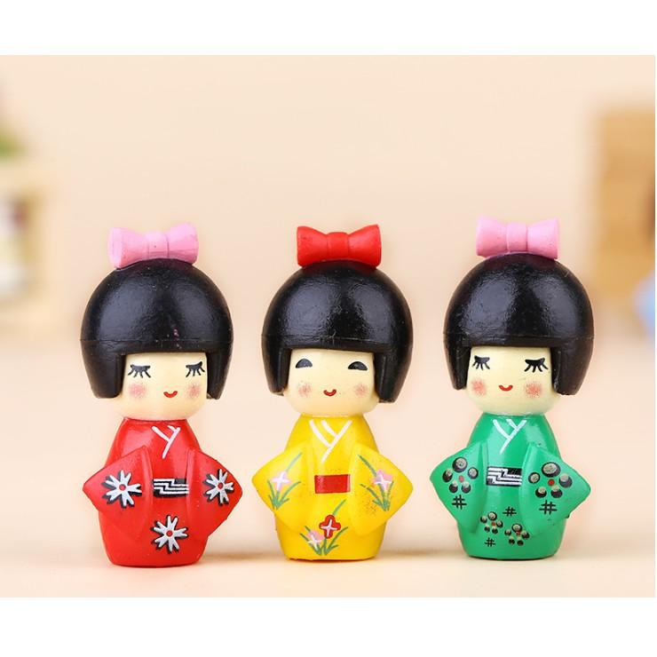 Combo 06 búp bê kimono Nhật bản cao 4cm cho các bạn làm trang trí tiểu cảnh, móc chìa khóa, DIY