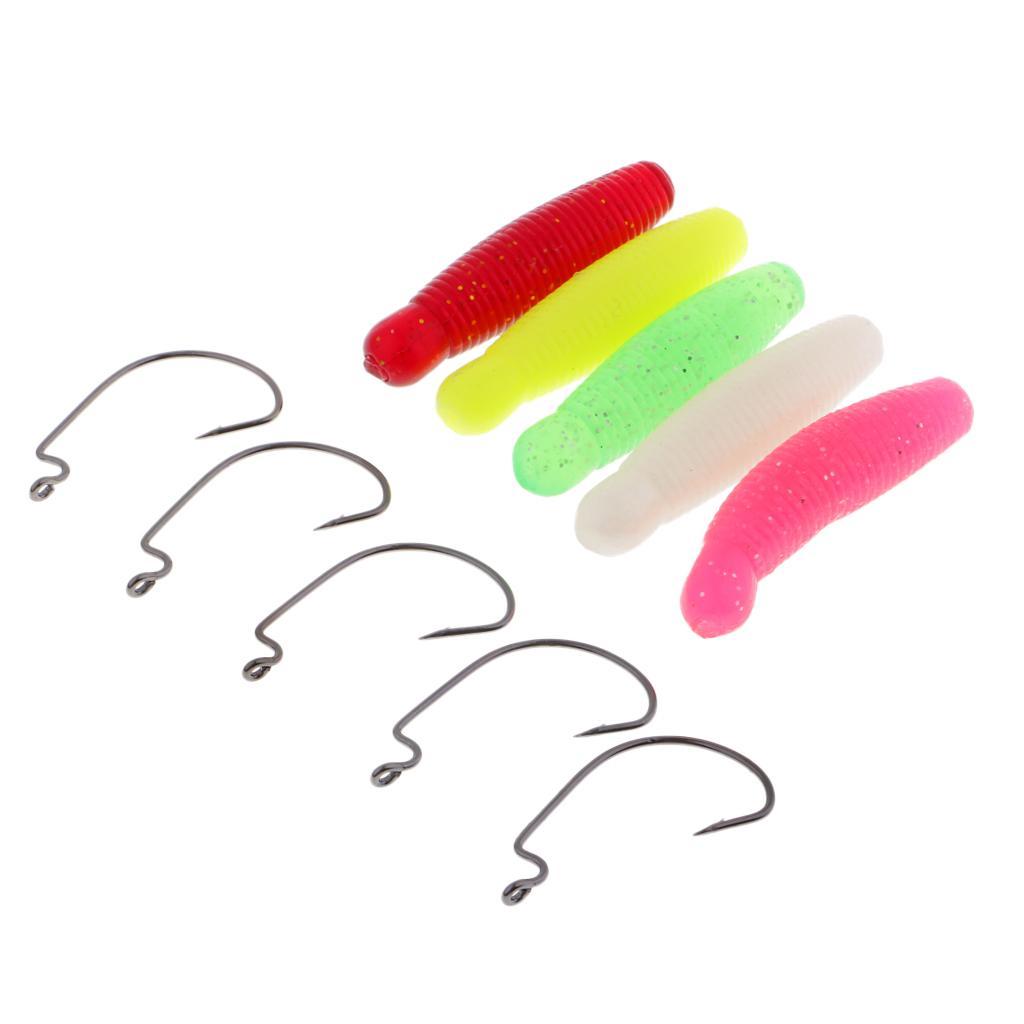 5 Pieces Artificial Soft Pupae PVC Plastic Fishing Lure Simulation Fishing Bait