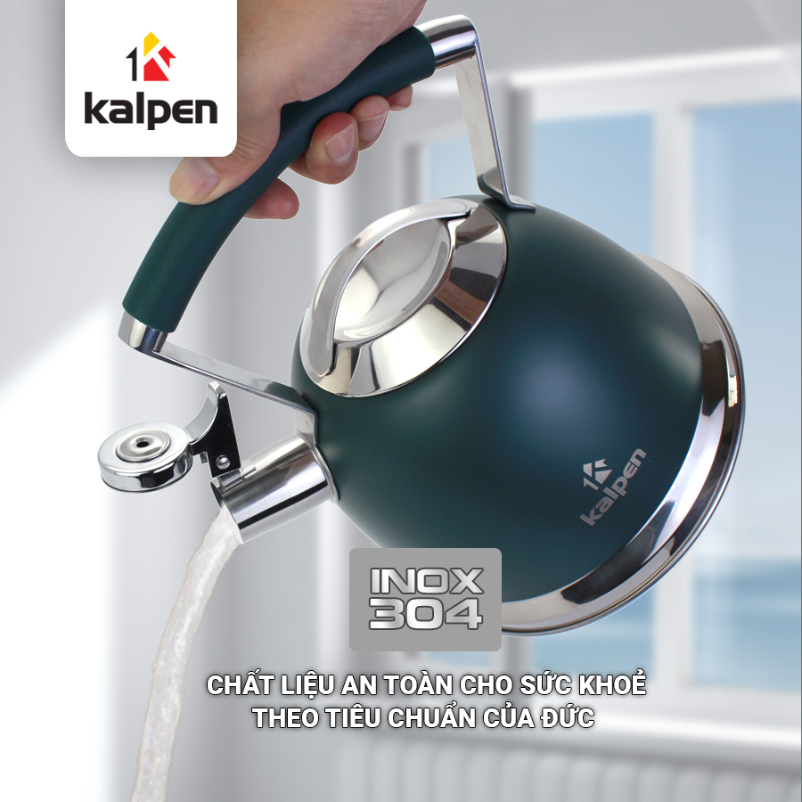 Ấm đun nước inox cao cấp Kalpen KK02-2.5L, Hàng Chính Hãng