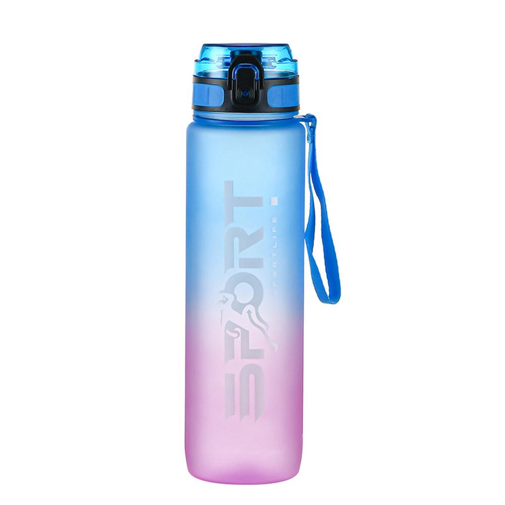 0.8L/1L Sports Water Bottle with Straw Camping Hiking Exercise Water Bottle Outdoor Plastics Bottle Large Capacity Drinkware with Carrying Rope