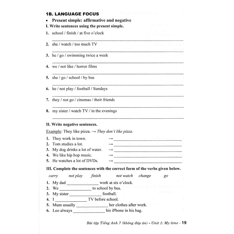 SÁCH - Bài tập tiếng anh 7 - không đáp án -MK